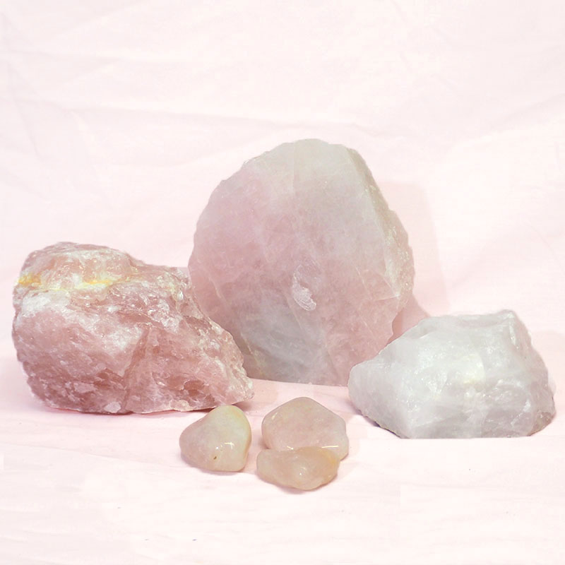 Divine Rose Quartz Crystal Set J300 3 Divine Rose Quartz Crystal Set J300 | Himalayan Salt Factory