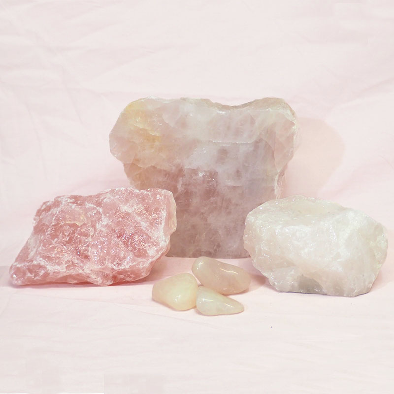 Divine Rose Quartz Crystal Set J302 3 Divine Rose Quartz Crystal Set J302 | Himalayan Salt Factory