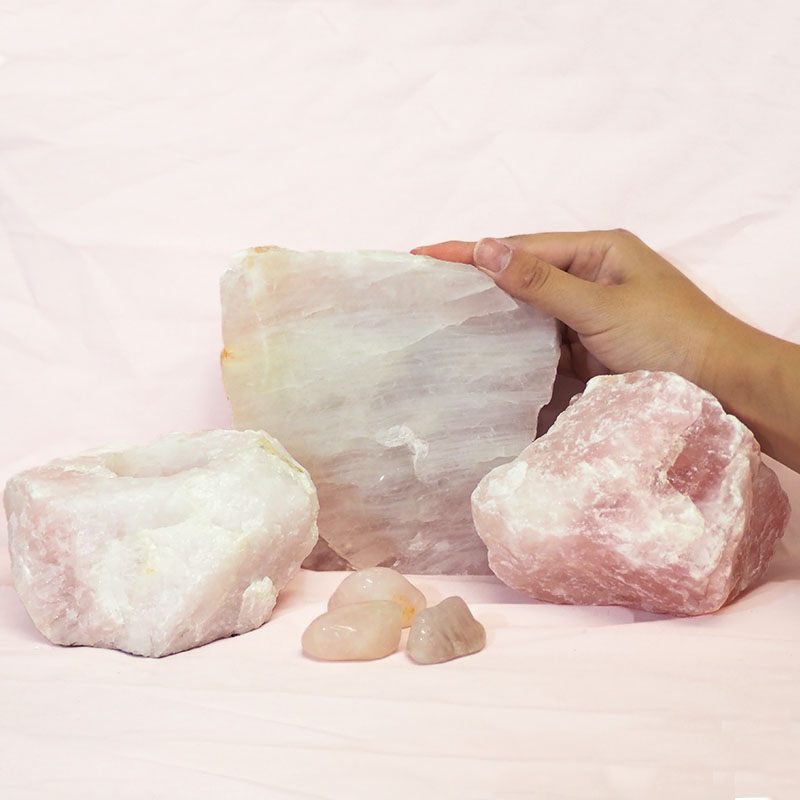 Divine Rose Quartz Crystal Set J316 4 Divine Rose Quartz Crystal Set J316-1 | Himalayan Salt Factory