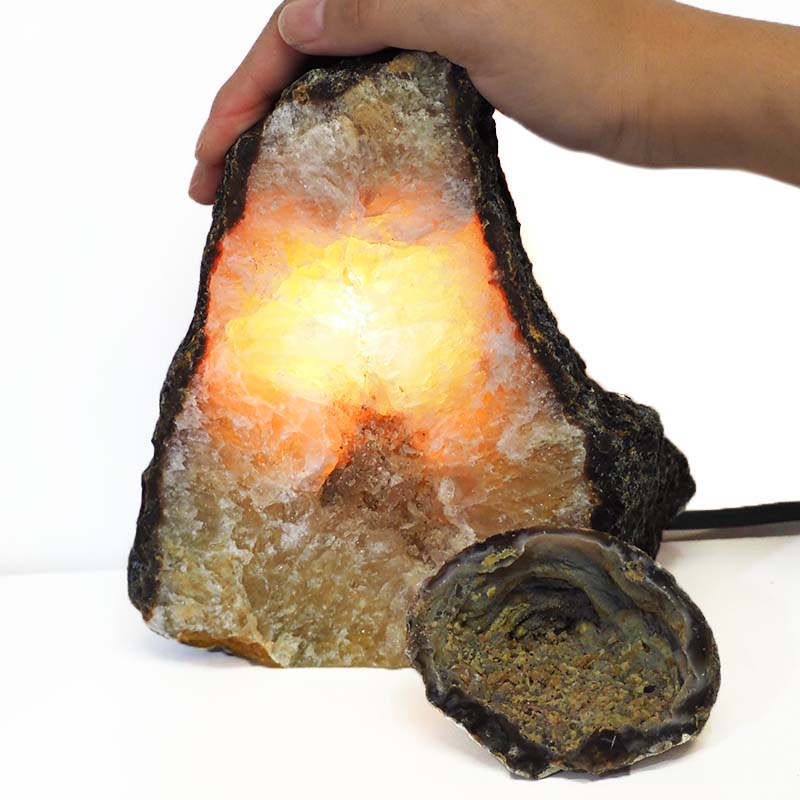 1.7kg River Agate Crystal Lamp with Agate Specimen Set J562 4 River Agate Crystal Lamp Set J562-1 | Himalayan Salt Factory