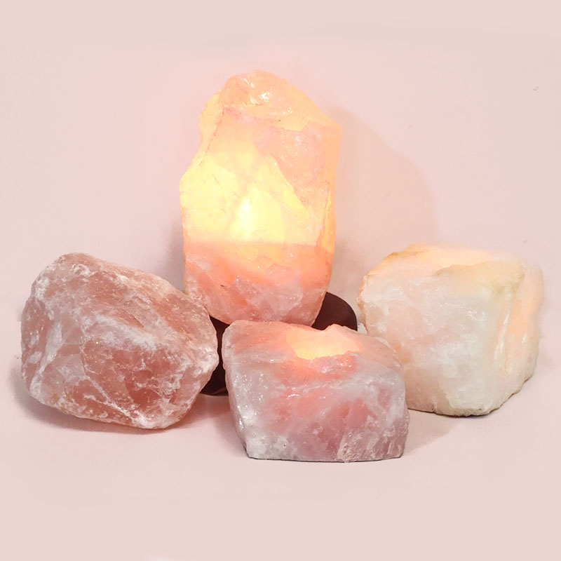 Rose Quartz Crystal Lamp Set 4 Pieces S347 4 Rose Quartz Crystal Lamp Set 4 Pieces S347-1 | Himalayan Salt Factory