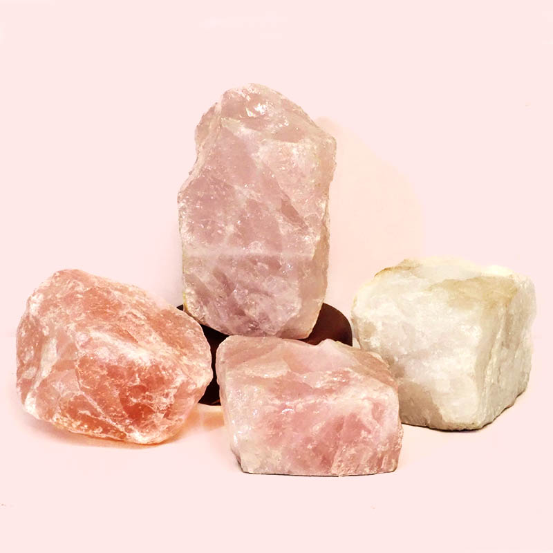 Rose Quartz Crystal Lamp Set 4 Pieces S347 3 Rose Quartz Crystal Lamp Set 4 Pieces S347 | Himalayan Salt Factory