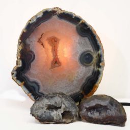 1.12kg Sliced Brazilian Agate Lamp and Mini Agate Crystal Geodes Set J206 6 Sliced Brazilian Agate Lamp and Mini Aagte Crystal Geodes Set J206-1 | Himalayan Salt Factory