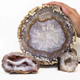 1.15kg Sliced Brazilian Agate Lamp and Mini Agate Crystal Geodes Set J208 7 Sliced Brazilian Agate Lamp and Mini Aagte Crystal Geodes Set J208-2 | Himalayan Salt Factory