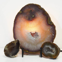 1.17kg Sliced Brazilian Agate Lamp and Mini Agate Crystal Geodes Set J209 6 Sliced Brazilian Agate Lamp and Mini Aagte Crystal Geodes Set J209-1 | Himalayan Salt Factory