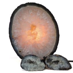 1.5kg Sliced Brazilian Agate Lamp and Mini Agate Crystal Geodes Set J210 6 Sliced Brazilian Agate Lamp and Mini Aagte Crystal Geodes Set J210-1 | Himalayan Salt Factory
