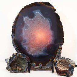 1.24kg Sliced Brazilian Agate Lamp and Mini Agate Crystal Geodes Set J211 6 Sliced Brazilian Agate Lamp and Mini Aagte Crystal Geodes Set J211-1 | Himalayan Salt Factory