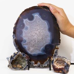 1.24kg Sliced Brazilian Agate Lamp and Mini Agate Crystal Geodes Set J211 7 Sliced Brazilian Agate Lamp and Mini Aagte Crystal Geodes Set J211-2 | Himalayan Salt Factory