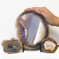 0.98kg Sliced Brazilian Agate Lamp and Mini Agate Crystal Geodes Set J213 7 Sliced Brazilian Agate Lamp and Mini Aagte Crystal Geodes Set J213-2 | Himalayan Salt Factory