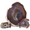 0.94kg Sliced Brazilian Agate Lamp and Mini Agate Crystal Geodes Set J214 2 Sliced Brazilian Agate Lamp and Mini Aagte Crystal Geodes Set J214 | Himalayan Salt Factory
