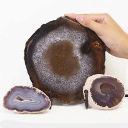 1.1kg Sliced Brazilian Agate Lamp and Mini Agate Crystal Geodes Set J215 7 Sliced Brazilian Agate Lamp and Mini Aagte Crystal Geodes Set J215-2 | Himalayan Salt Factory