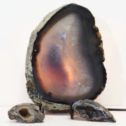 1.99kg Sliced Brazilian Agate Lamp and Mini Agate Crystal Geodes Set J220 6 Sliced Brazilian Agate Lamp and Mini Aagte Crystal Geodes Set J220-1 | Himalayan Salt Factory