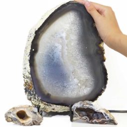 1.99kg Sliced Brazilian Agate Lamp and Mini Agate Crystal Geodes Set J220 7 Sliced Brazilian Agate Lamp and Mini Aagte Crystal Geodes Set J220-2 | Himalayan Salt Factory