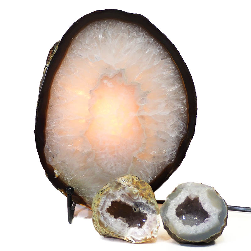1.7kg Sliced Brazilian Crystal Agate Lamp Set 3 Pieces S417 4 Sliced Brazilian Crystal Agate Lamp Set 3 Pieces S417-2 | Himalayan Salt Factory