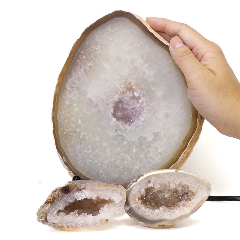 0.84kg Sliced Brazilian Crystal Agate Lamp Set 3 Pieces S420 5 Sliced Brazilian Crystal Agate Lamp Set 3 Pieces S420-3 | Himalayan Salt Factory