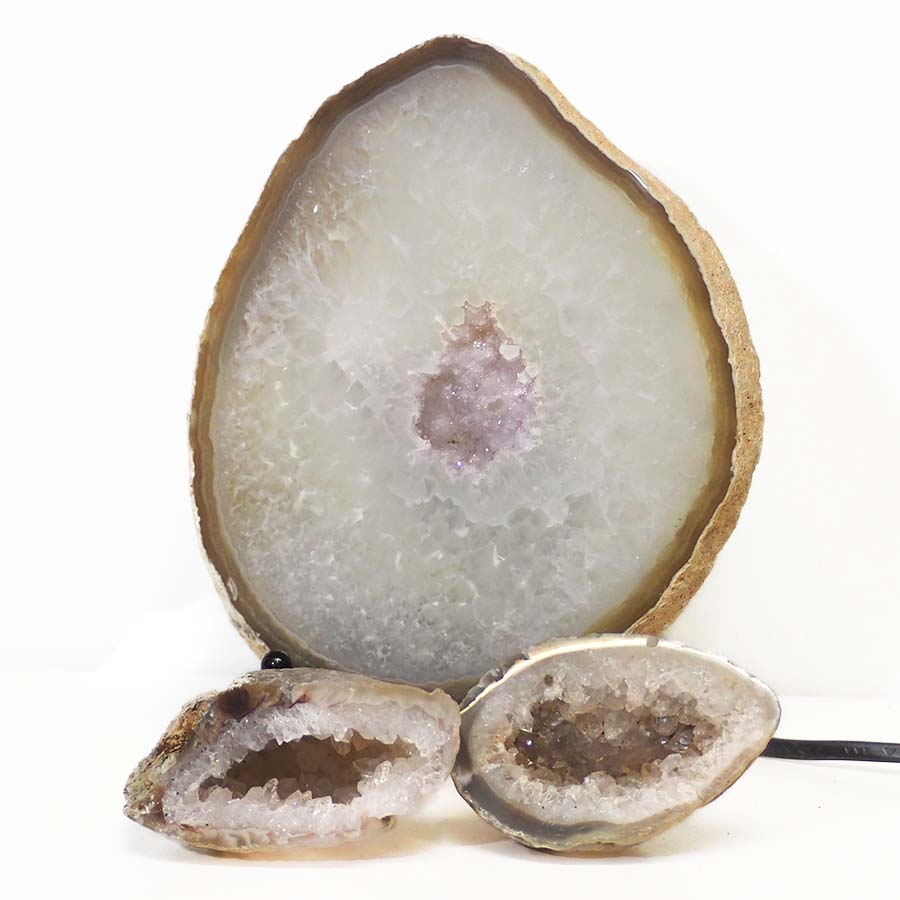 0.84kg Sliced Brazilian Crystal Agate Lamp Set 3 Pieces S420 3 Sliced Brazilian Crystal Agate Lamp Set 3 Pieces S420 | Himalayan Salt Factory