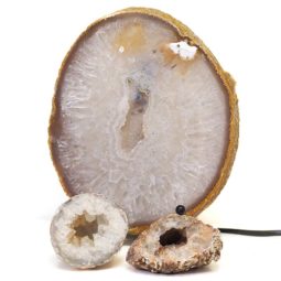 Sliced Brazilian Crystal Agate Lamp Set 3 Pieces S423 | Himalayan Salt Factory