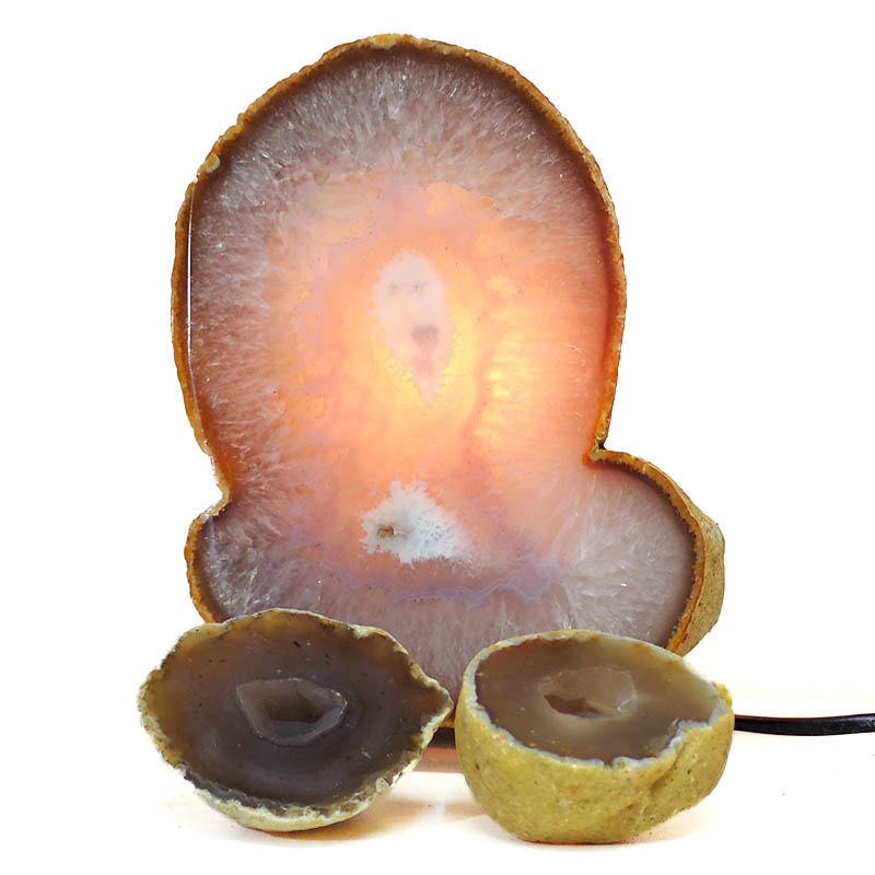 1.1kg Sliced Brazilian Crystal Agate Lamp Set 3 Pieces S424 4 Sliced Brazilian Crystal Agate Lamp Set 3 Pieces S424-1 | Himalayan Salt Factory