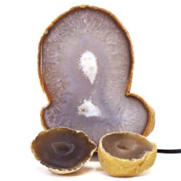 Sliced Brazilian Crystal Agate Lamp Set 3 Pieces S424 | Himalayan Salt Factory