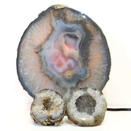 1.4kg Sliced Brazilian Crystal Agate Lamp Set 3 Pieces S425 6 Sliced Brazilian Crystal Agate Lamp Set 3 Pieces S425-1 | Himalayan Salt Factory