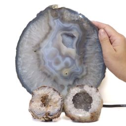 1.4kg Sliced Brazilian Crystal Agate Lamp Set 3 Pieces S425 7 Sliced Brazilian Crystal Agate Lamp Set 3 Pieces S425-2 | Himalayan Salt Factory