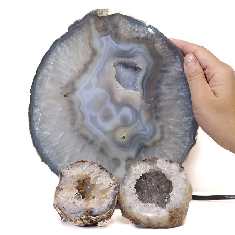1.4kg Sliced Brazilian Crystal Agate Lamp Set 3 Pieces S425 5 Sliced Brazilian Crystal Agate Lamp Set 3 Pieces S425-2 | Himalayan Salt Factory