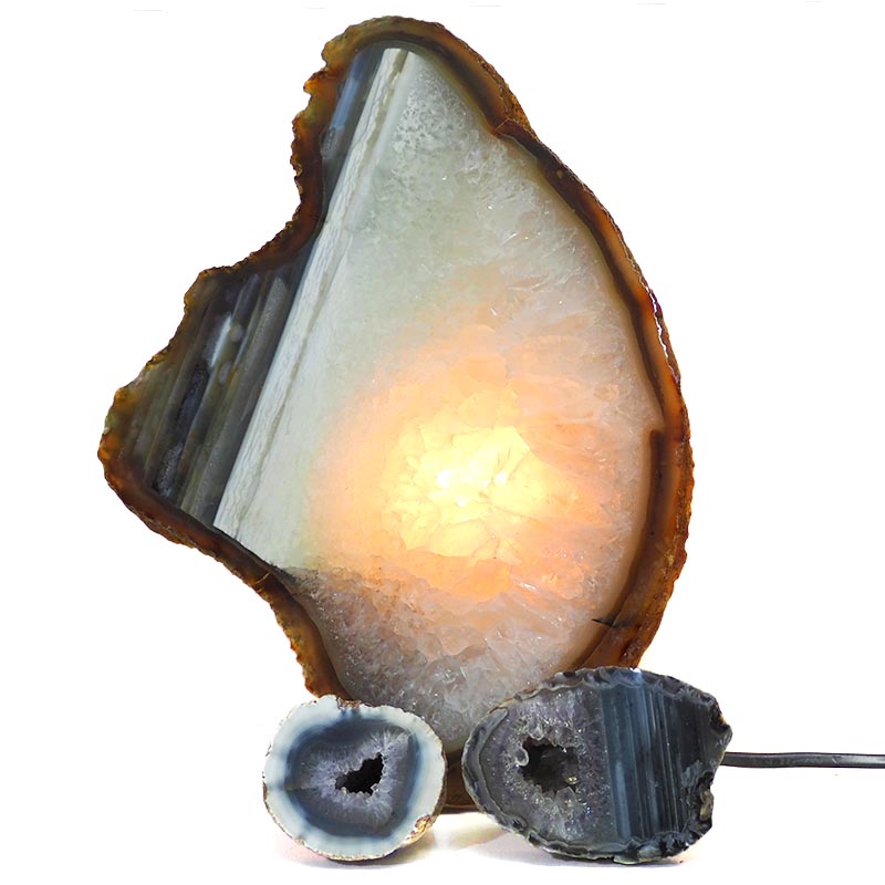 1.6kg Sliced Brazilian Crystal Agate Lamp Set 3 Pieces S426 4 Sliced Brazilian Crystal Agate Lamp Set 3 Pieces S426-1 | Himalayan Salt Factory