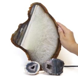 1.6kg Sliced Brazilian Crystal Agate Lamp Set 3 Pieces S426 7 Sliced Brazilian Crystal Agate Lamp Set 3 Pieces S426-2 | Himalayan Salt Factory