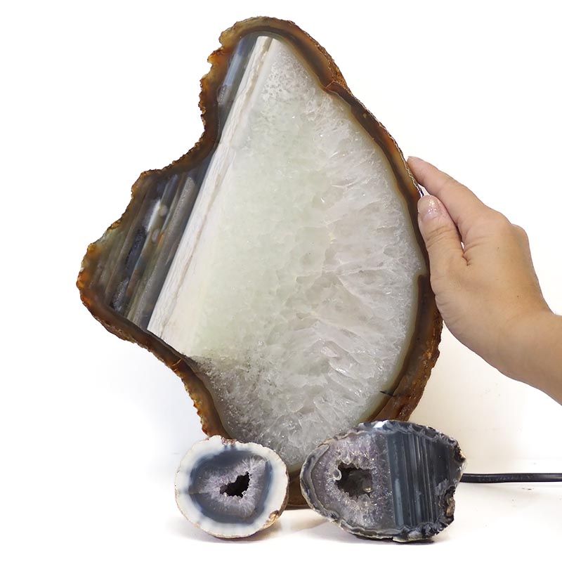 1.6kg Sliced Brazilian Crystal Agate Lamp Set 3 Pieces S426 5 Sliced Brazilian Crystal Agate Lamp Set 3 Pieces S426-2 | Himalayan Salt Factory