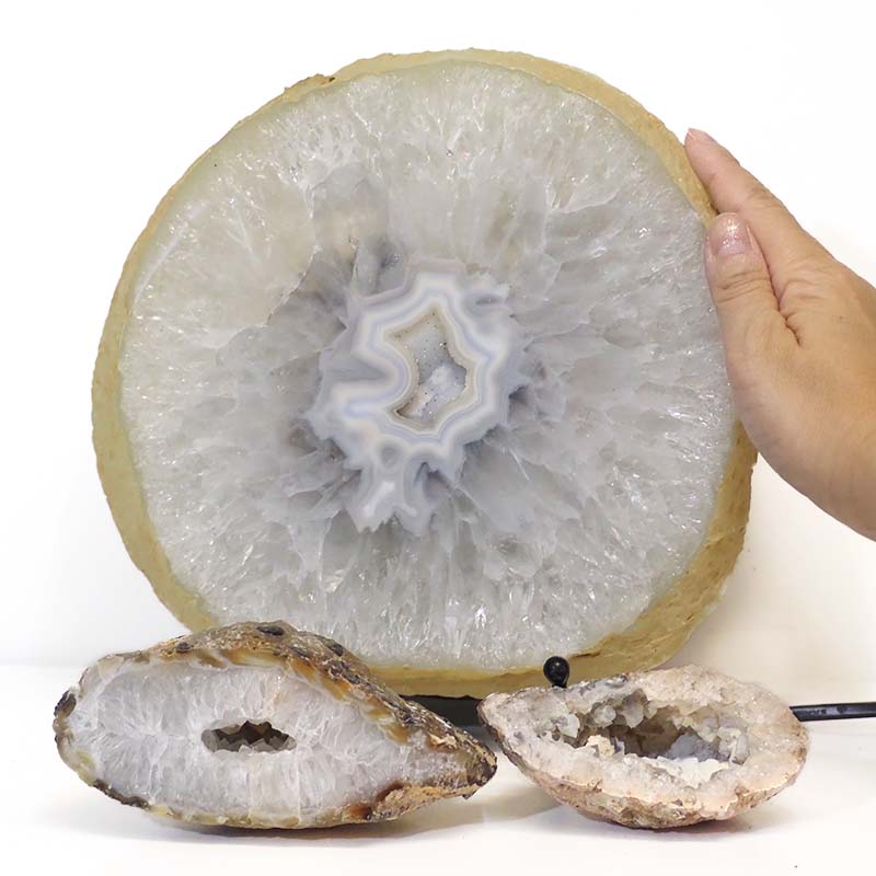 2.1kg Sliced Brazilian Crystal Agate Lamp Set 3 Pieces S427 5 Sliced Brazilian Crystal Agate Lamp Set 3 Pieces S427-1 | Himalayan Salt Factory