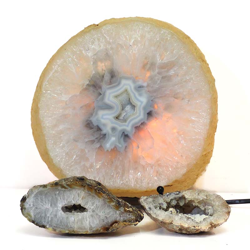 2.1kg Sliced Brazilian Crystal Agate Lamp Set 3 Pieces S427 4 Sliced Brazilian Crystal Agate Lamp Set 3 Pieces S427-2 | Himalayan Salt Factory
