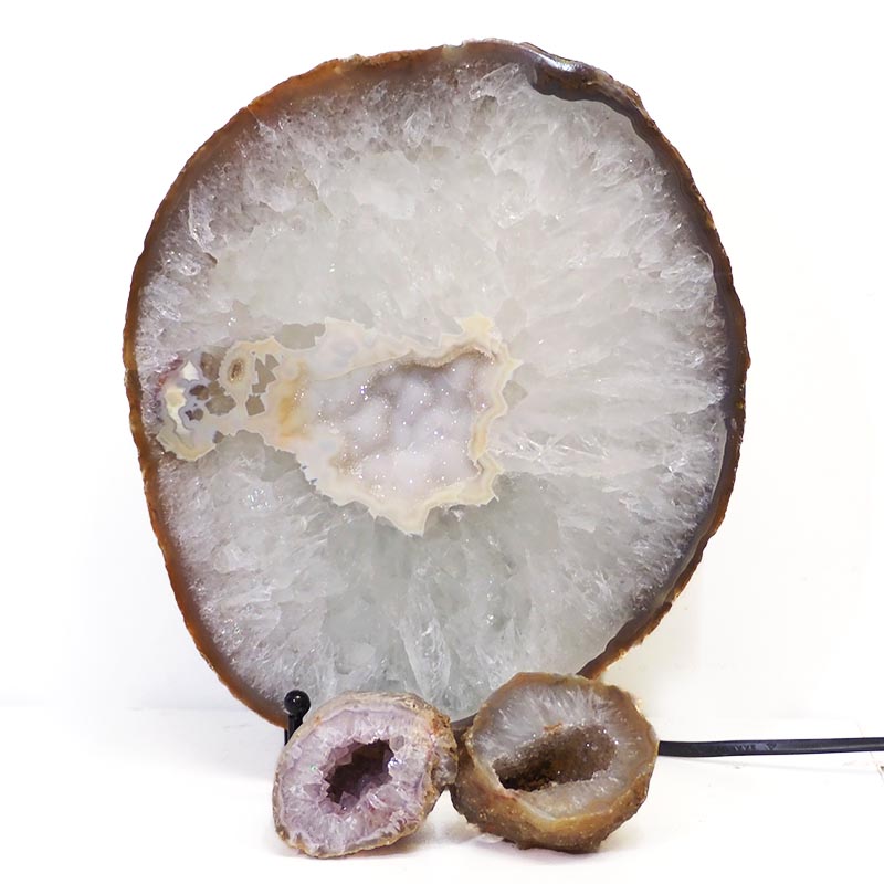 1.9kg Sliced Brazilian Crystal Agate Lamp Set 3 Pieces S429 3 Sliced Brazilian Crystal Agate Lamp Set 3 Pieces S429-1 | Himalayan Salt Factory