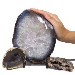 0.85kg Sliced Brazilian Crystal Agate Lamp Set J318 7 Sliced Brazilian Crystal Agate Lamp Set J318-2 | Himalayan Salt Factory
