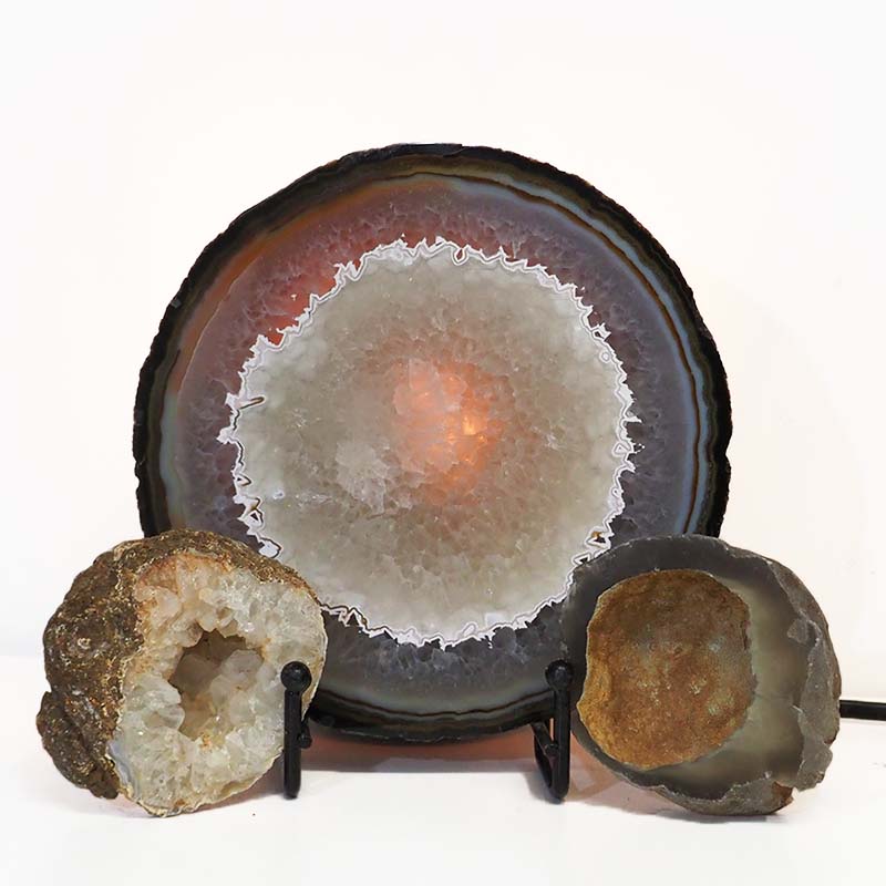 1kg Sliced Brazilian Crystal Agate Lamp Set J319 4 Sliced Brazilian Crystal Agate Lamp Set J319-1 | Himalayan Salt Factory