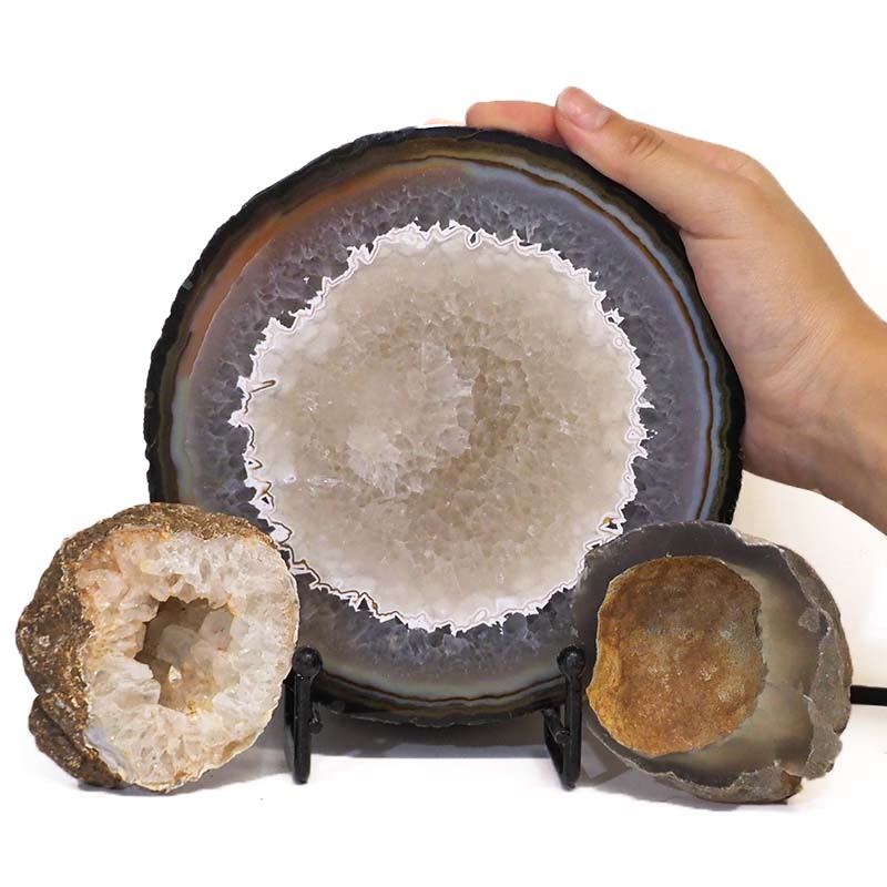 1kg Sliced Brazilian Crystal Agate Lamp Set J319 5 Sliced Brazilian Crystal Agate Lamp Set J319-2 | Himalayan Salt Factory