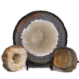 Sliced Brazilian Crystal Agate Lamp Set J319 | Himalayan Salt Factory