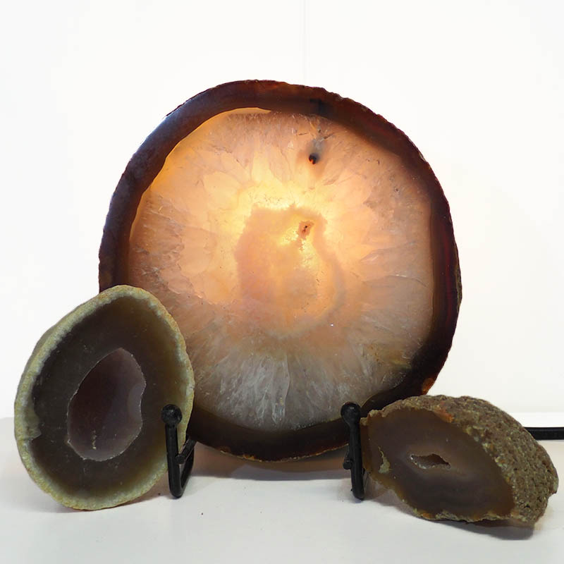 0.8kg Sliced Brazilian Crystal Agate Lamp Set J321 4 Sliced Brazilian Crystal Agate Lamp Set J321-1 | Himalayan Salt Factory