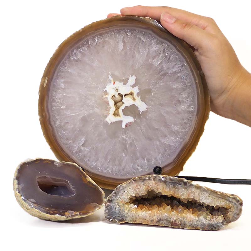 1kg Sliced Brazilian Crystal Agate Lamp Set J322 5 Sliced Brazilian Crystal Agate Lamp Set J322-2 | Himalayan Salt Factory