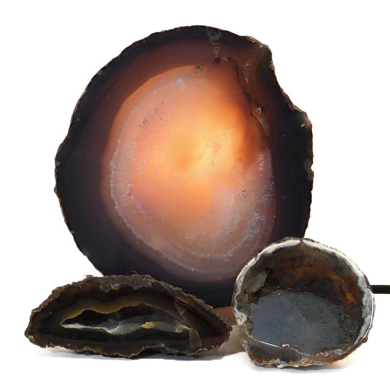 1.3kg Sliced Brazilian Crystal Agate Lamp Set J323 4 Sliced Brazilian Crystal Agate Lamp Set J323-1 | Himalayan Salt Factory