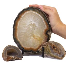 1.2kg Sliced Brazilian Crystal Agate Lamp Set J324 7 Sliced Brazilian Crystal Agate Lamp Set J324-2 | Himalayan Salt Factory