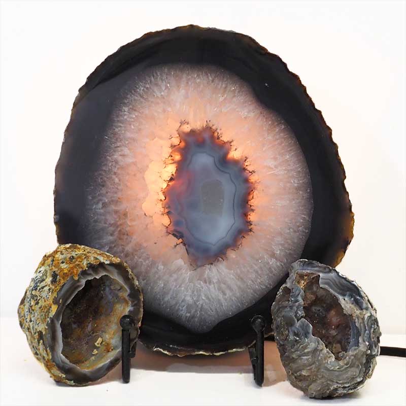 1.3kg Sliced Brazilian Crystal Agate Lamp Set J328 4 Sliced Brazilian Crystal Agate Lamp Set J328-1 | Himalayan Salt Factory