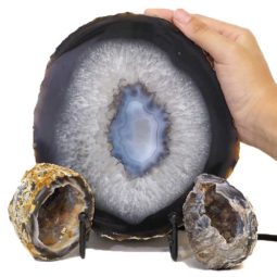 1.3kg Sliced Brazilian Crystal Agate Lamp Set J328 7 Sliced Brazilian Crystal Agate Lamp Set J328-2 | Himalayan Salt Factory