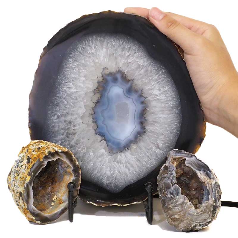 1.3kg Sliced Brazilian Crystal Agate Lamp Set J328 5 Sliced Brazilian Crystal Agate Lamp Set J328-2 | Himalayan Salt Factory