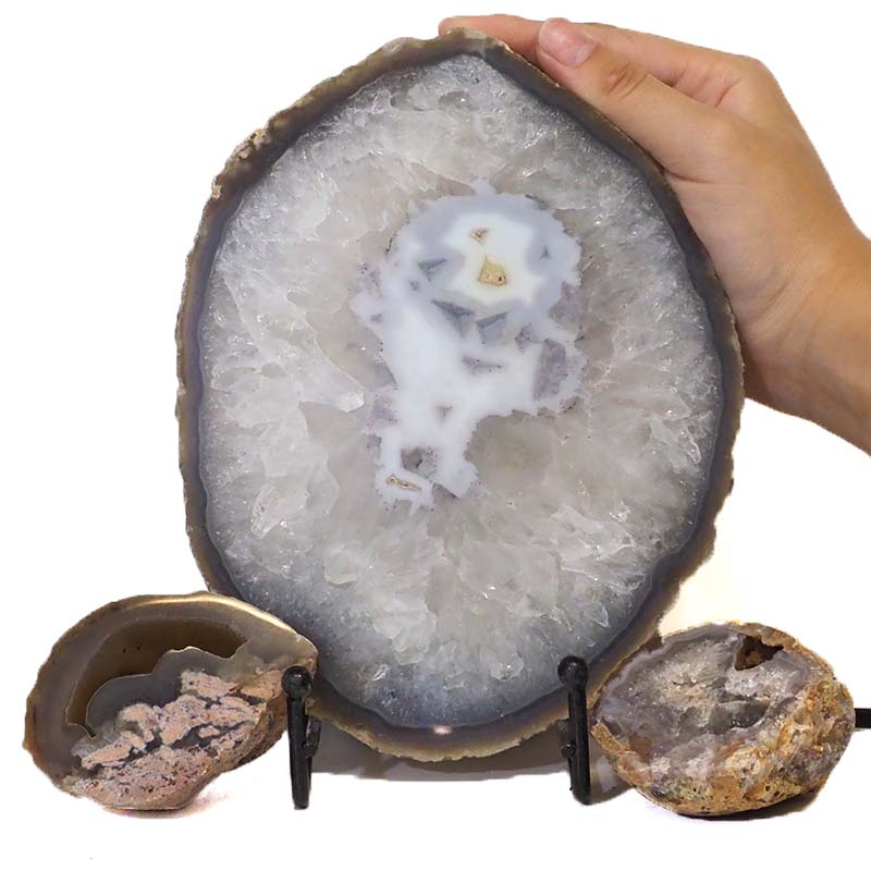 1kg Sliced Brazilian Crystal Agate Lamp Set J329 5 Sliced Brazilian Crystal Agate Lamp Set J329-2 | Himalayan Salt Fcatory