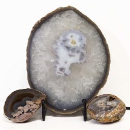 Sliced Brazilian Crystal Agate Lamp Set J329 | Himalayan Salt Fcatory