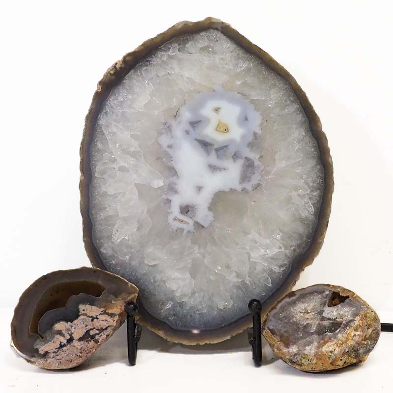 1kg Sliced Brazilian Crystal Agate Lamp Set J329 3 Sliced Brazilian Crystal Agate Lamp Set J329 | Himalayan Salt Fcatory
