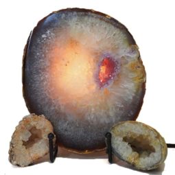 Sliced Brazilian Crystal Agate Lamp Set J331-1 | Himalayan Salt Factory