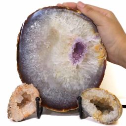 Sliced Brazilian Crystal Agate Lamp Set J331-2 | Himalayan Salt Factory