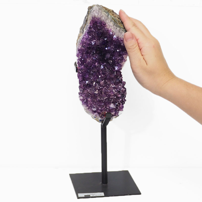 1.7kg Amethyst Cluster With Custom Metal Stand DS205 5 Amethyst Cluster With Custom Metal Stand DS205-1 | Himalayan Salt Factory