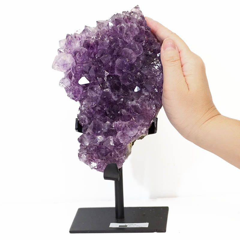 1.68kg Amethyst Cluster With Custom Metal Stand DS214 5 Amethyst Cluster With Custom Metal Stand DS214-2 | Himalayan Salt Factory
